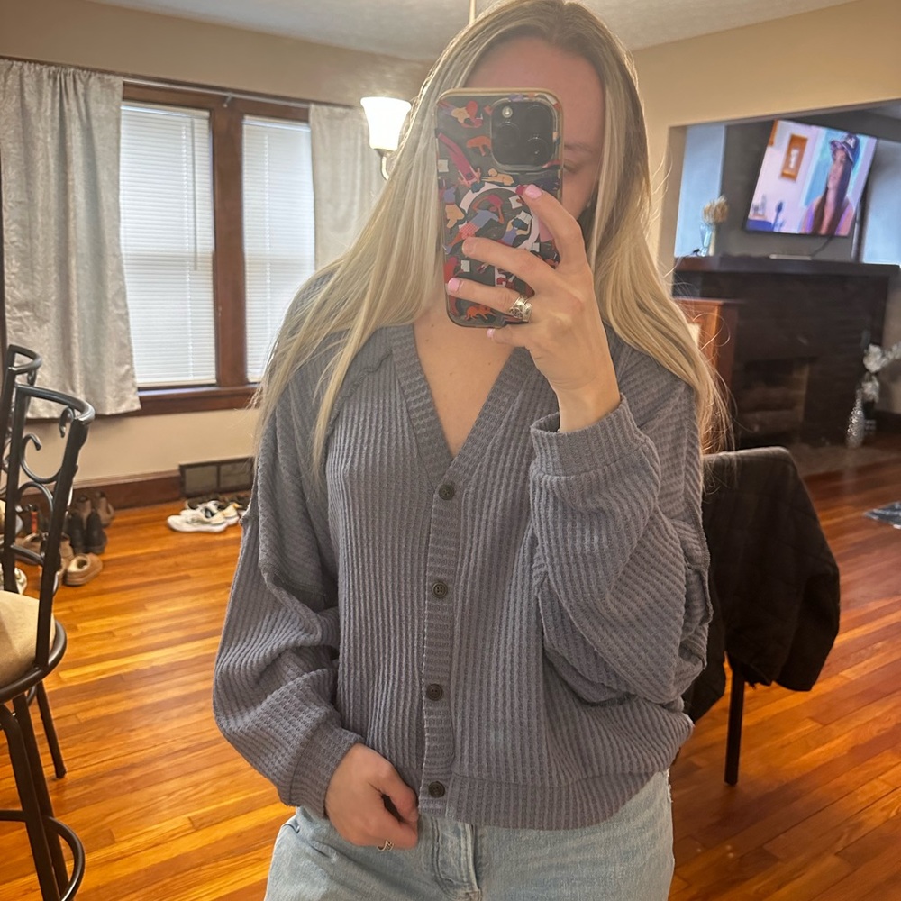 Urban Outfitters Waffle Knit Button Up